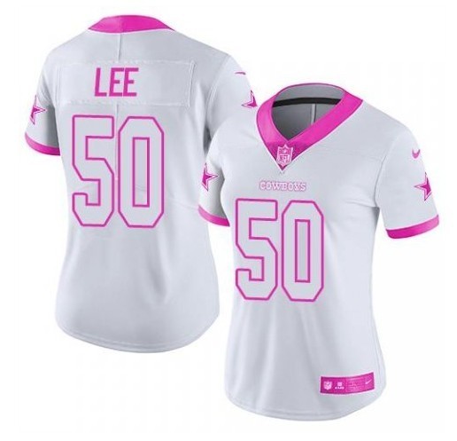 Women White Pink Limited Rush jerseys-110